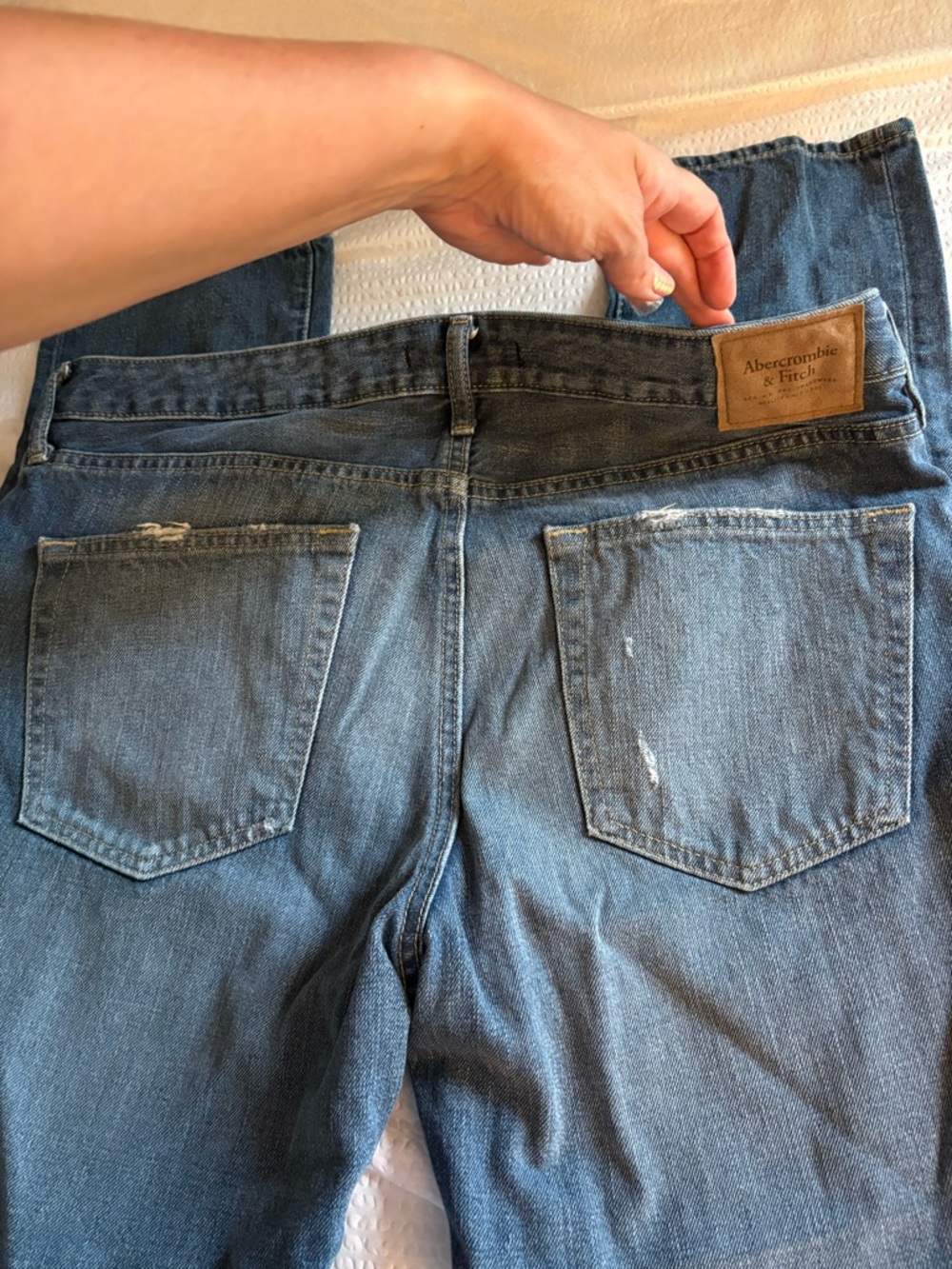 Abercrombie & Fitch Medium Blue Distressed Back-Pocket Jeans